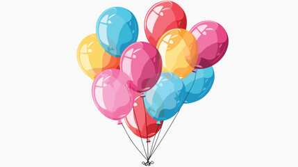 Bunch of balloons in flat style vector isolated on white