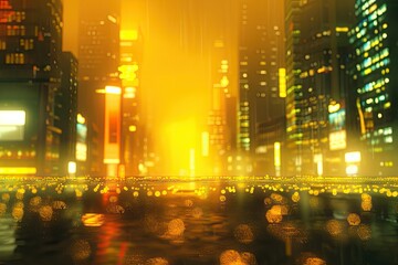 Obraz premium Cityscape at Night, Bokeh Texture Background, Blurry Street Banner, City Light Nightlife Mockup