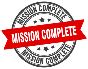 mission complete stamp. mission complete label on transparent background. round sign