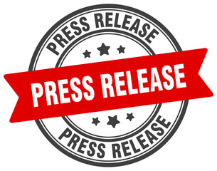 press release stamp. press release label on transparent background. round sign