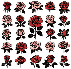 Simple vector rose A Beautiful Collection of Simple Vector Roses: Elegant Rose Assets for Your Floral Projects- roses asset collection