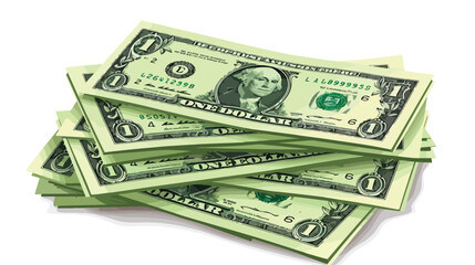 Green Dollar Bills. Vector Money Banknotes isolated o - obrazy, fototapety, plakaty