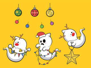 귀여운 유령들의 크리스마스를 즐기는 모습