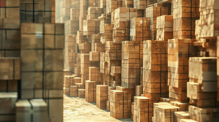 Cartons stacked together factory warehouse 3d rende