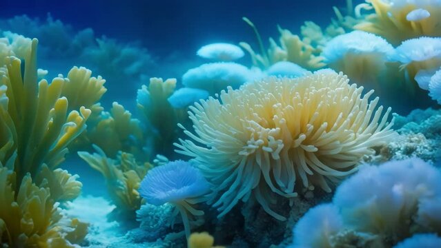 Colorful Coral Reef Teeming with Marine Life in the Sea