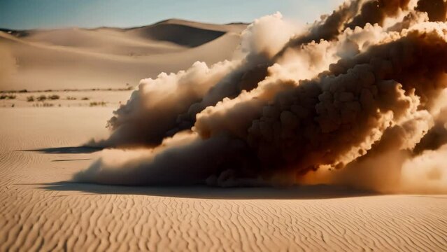 explotion smoke in a desert