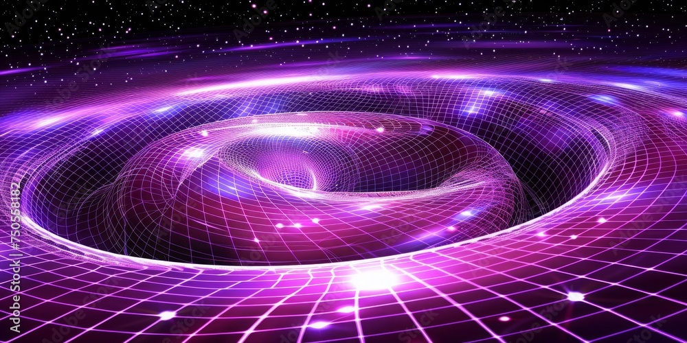 Poster Visualizing a Quantum Warp in Space-Time Continuum with a Gravitational Vortex, Generative AI