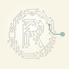 ® (Registered mark) created with electronic conductive tracks - Cut Out Infographic Design