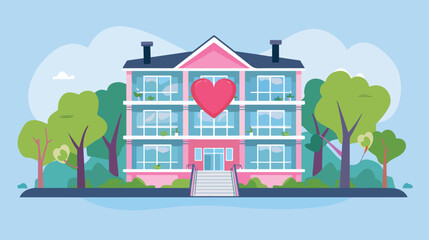 Hotel with heart Isolated flat vector Flat vector a
