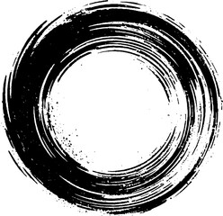 Vector brush strokes circles of paint on a white background. The circle is an ink drawing with the texture of brush strokes.