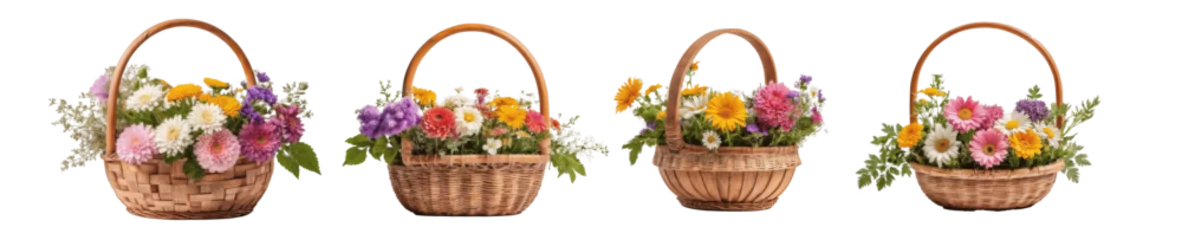 Foto op Canvas set of flower in baskets © drimerz