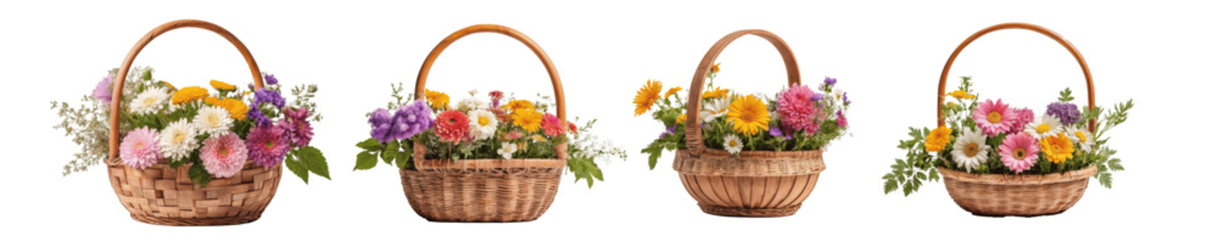 Fototapeta set of flower in baskets