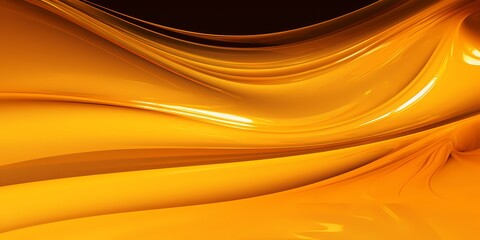 Electric yellow and orange 3D waves with a glossy finish, radiating warmth as they reflect the surrounding light.