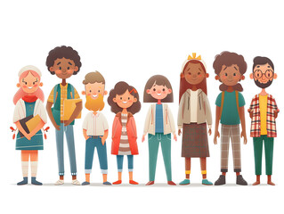 Fototapeta premium Culturally Rich Learning: Teacher and Student Illustrations