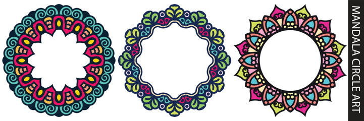 abstract floral ornamental colorful mandala frame.