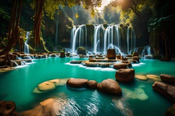 Kuang si waterfall The beauty of nature,Beautiful Kuang Si Waterfall in Laos