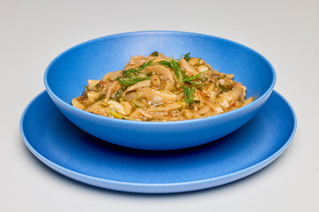 mushroom stew (Pleurotus) in a plate ready to be served.