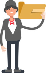 Magician Character Holding Folder
