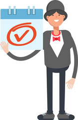 Magician Character and Check Mark Sign
