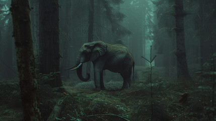Elephant on forest - obrazy, fototapety, plakaty