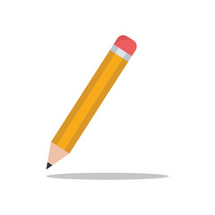 Pencil vector icon, flat pencil vector on white