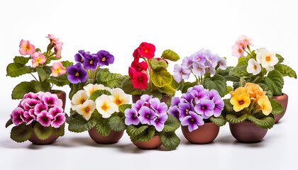 African Violets, isolated, white background.