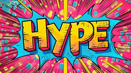 A Vibrant background with the word " Hype " on Abstract Graffiti pop style Typography commercial Background