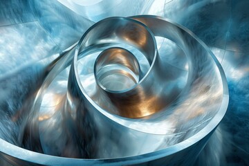 Futuristic Metallic Swirls with Reflective Surfaces
