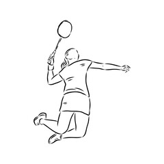 illustration of Badminton. Hand drawn.
