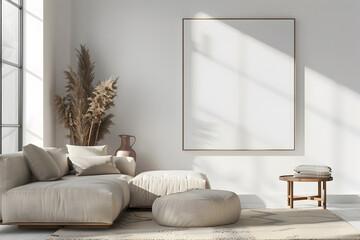 Mockup of a wall art in neutral modern interior