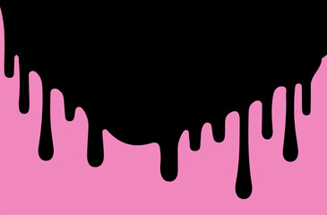 Drops of black paint on a pink background. Vector illustration.