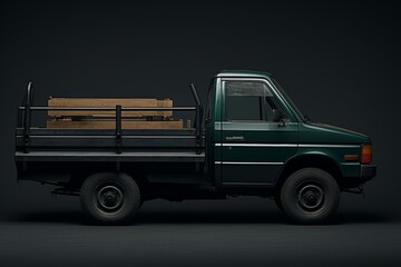 Side view mall truck for transportation delivery services and logistics on black background