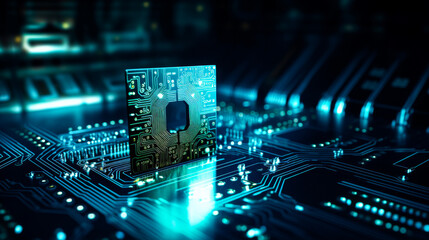 Fototapeta premium Microchip on Circuit Board