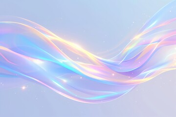 Naklejka premium Luminous holographic waves floating in a soft blue dreamscape