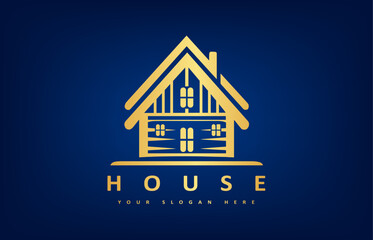 House logo Vector. Real Estate Design. House in chalet style.