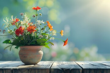 Flowers Elegantly Settled in a Pot