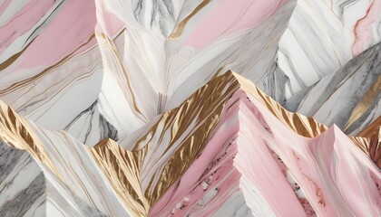pink and gold abstract background, marble mountains