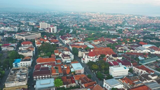 Kota Lama Semarang in the morning with clear sky, showing the colonial building that still exist until now.