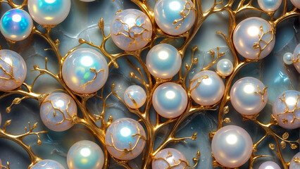 Beautiful background with pearls and golden branches