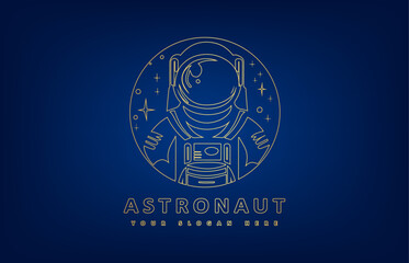 Astronaut in spacesuit in space logo vector - obrazy, fototapety, plakaty