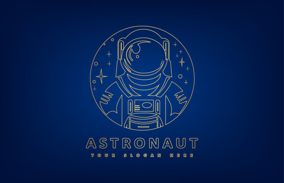 Astronaut in spacesuit in space logo vector