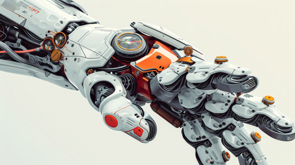 Mechanical arm with white background 3d rendering.