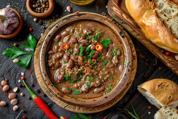 Ful Medames Traditional Egyptian Dish made from Cooked Fava Beans Mixed with Various Spices