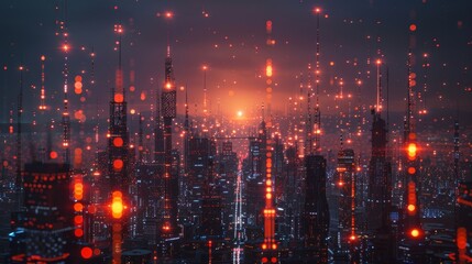 Fototapeta premium future where telecommunication towers enhance virtual reality experiences, powered by 5G speeds