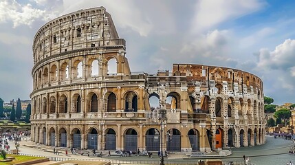 Fototapeta na wymiar One of the most popular travel place in world - Roman Coliseum.