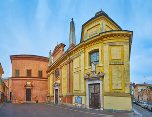 The facade of Sant'Abbondio Church, Cremona, Italy