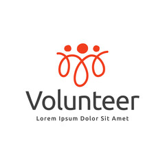 Volunteer vector logo template suitable for health or business charity.