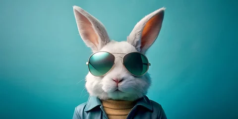 Poster cool rabbit on solid color background © Ajay