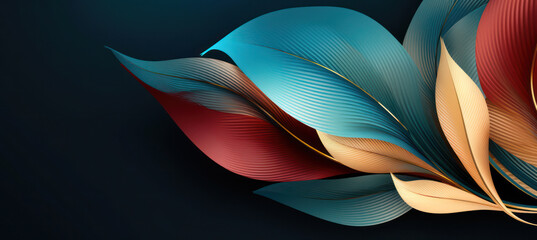 Obraz premium Abstract Geometric Waves: A Creative Symmetry of Colorful Artistic Shapes on a Smooth Blue and Green Background