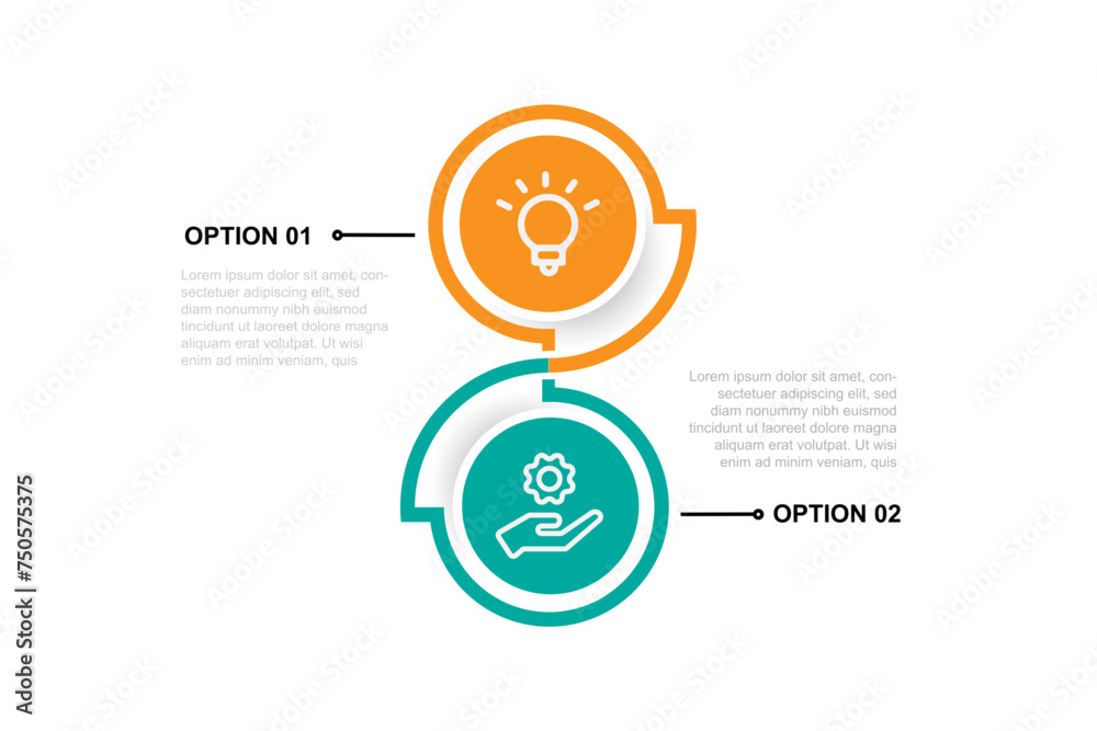 Poster Infographic vector element with 2 step line connected suitable for web presentation and business information